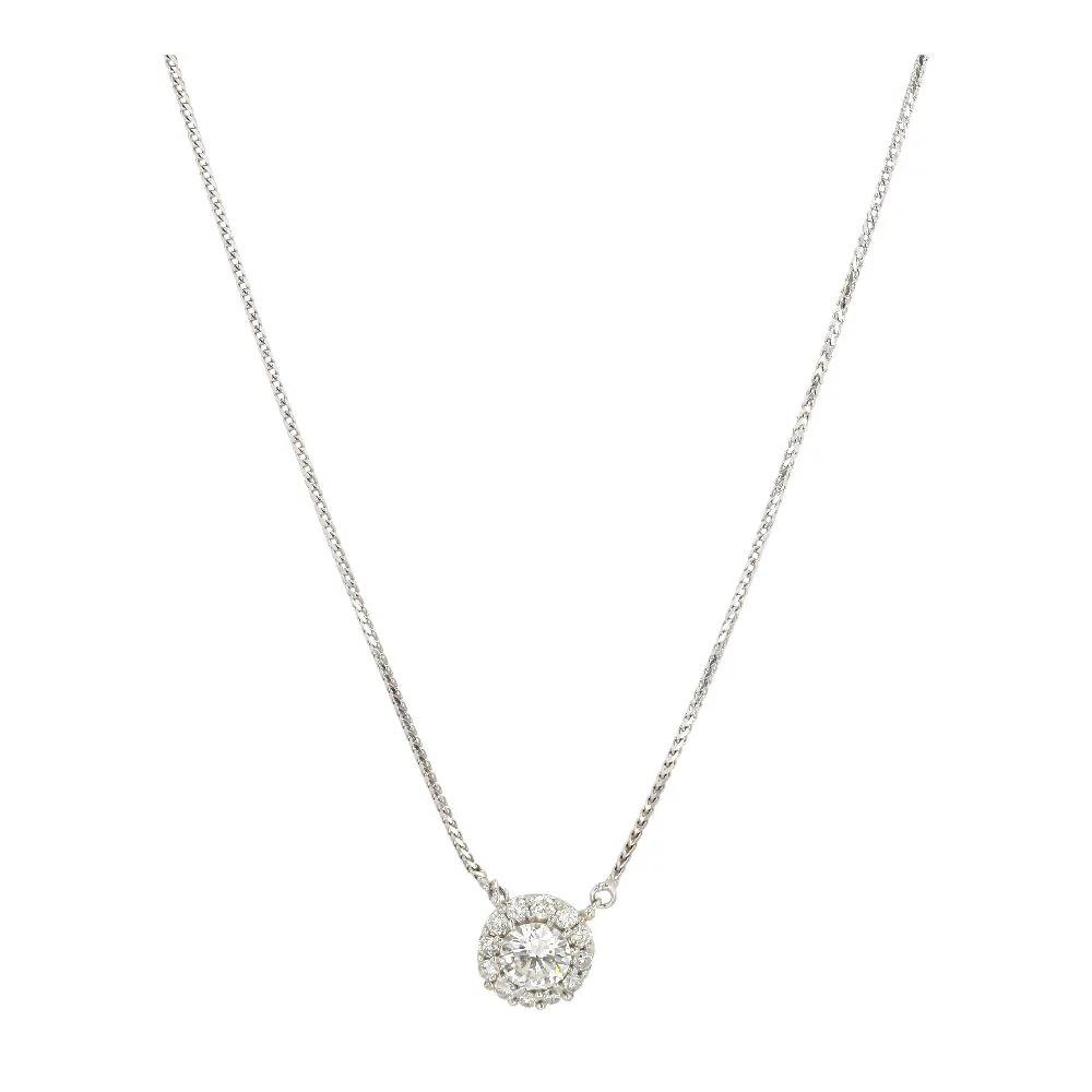 14K White Gold Diamond Pendant
