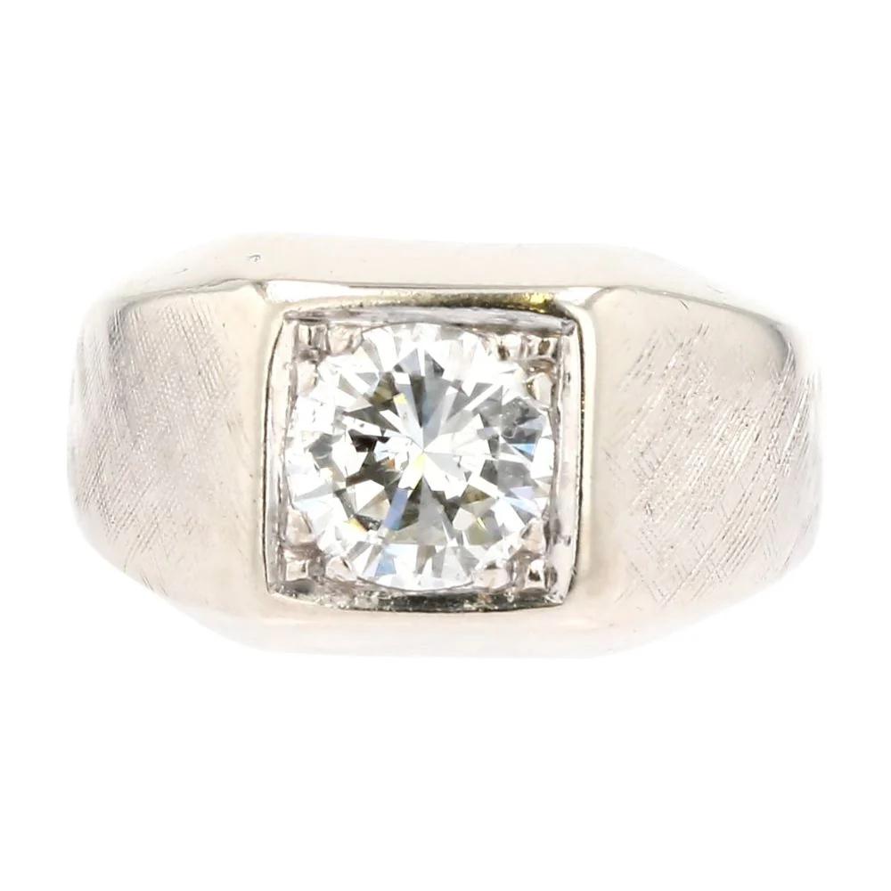 14K White Gold Diamond Gents Band